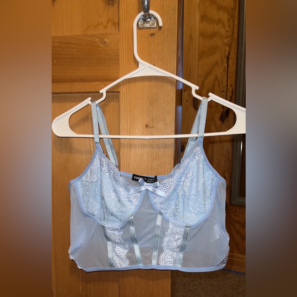 Light Blue Mesh Cami Top